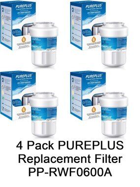 4 Pack PUREPLUS Replacement Refrigerator Water Filter, PP-RWF0600A